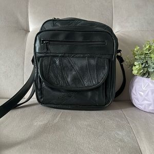 Black Faux Leather Crossbody Bag